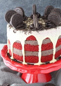 full image of Oreo Cookie Dough Red Velvet Blondie Layer Cake