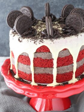 full image of Oreo Cookie Dough Red Velvet Blondie Layer Cake