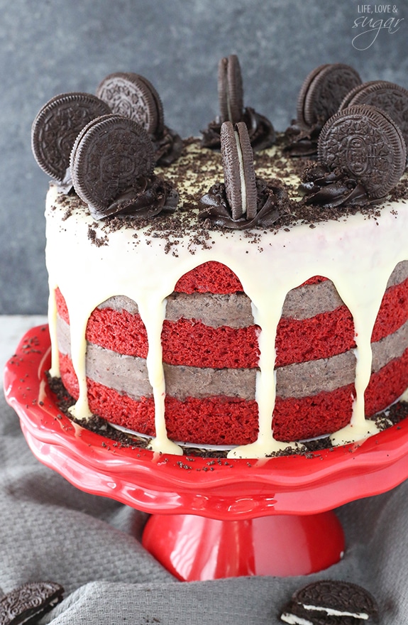 Oreo Cookie Dough Red Velvet Blondie Layer Cake