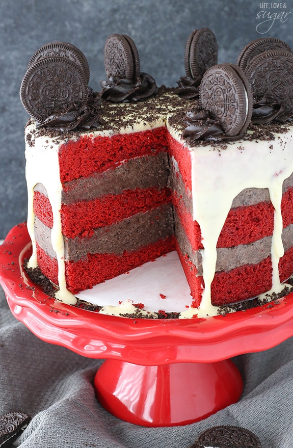 Oreo Cookie Dough Red Velvet Blondie Layer Cake