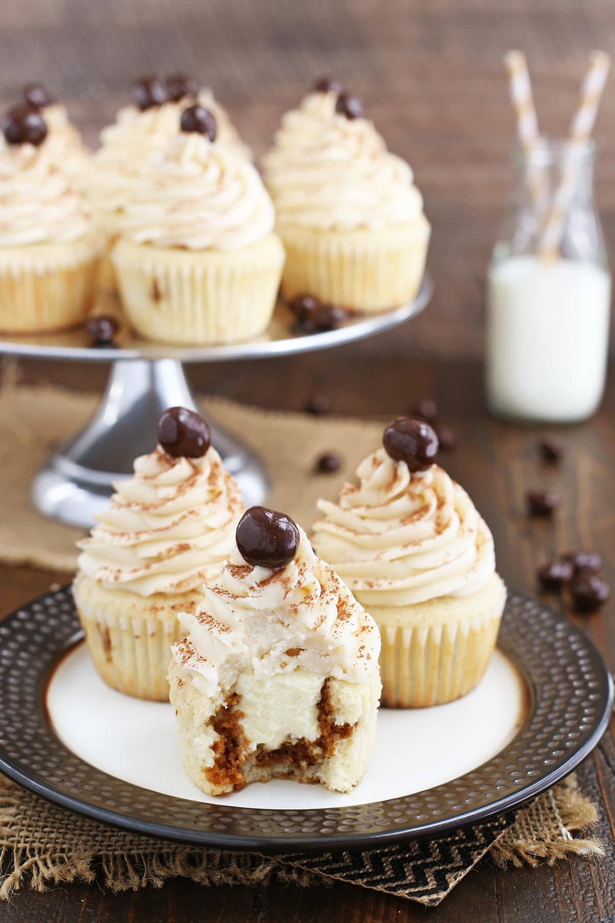 Tiramisu Cupcakes with bite missing