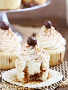 Tiramisu Cupcakes with bite missing