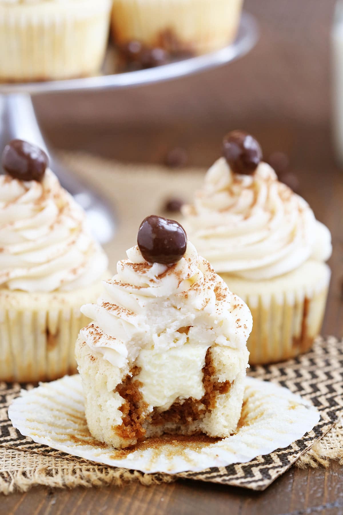 Tiramisu Cupcakes with bite missing