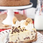 Chocolate Chip Shortbread Cheesecake slice on plate