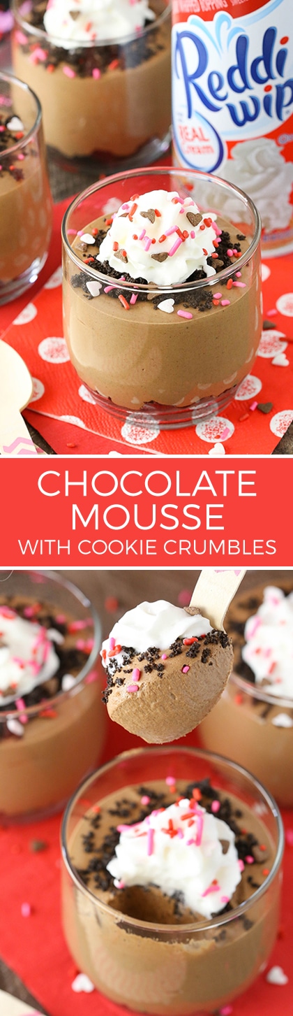 Chocolate Mousse with Cookie Crumbs - easy to make and perfect for sharing for Valentines Day! Share the joy with Reddi Whip!