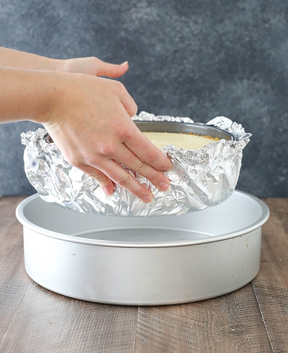 Step 7 - placing springform pan into larger pan