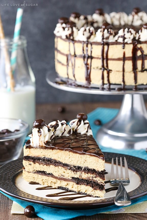 Mocha Chocolate Icebox Cake slice on plate