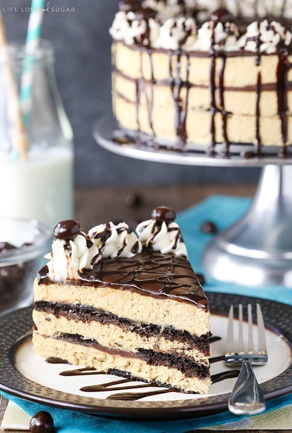 Mocha Chocolate Icebox Cake slice on a plate