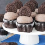 image of Oreo Chocolate Cupcakes on cake stand