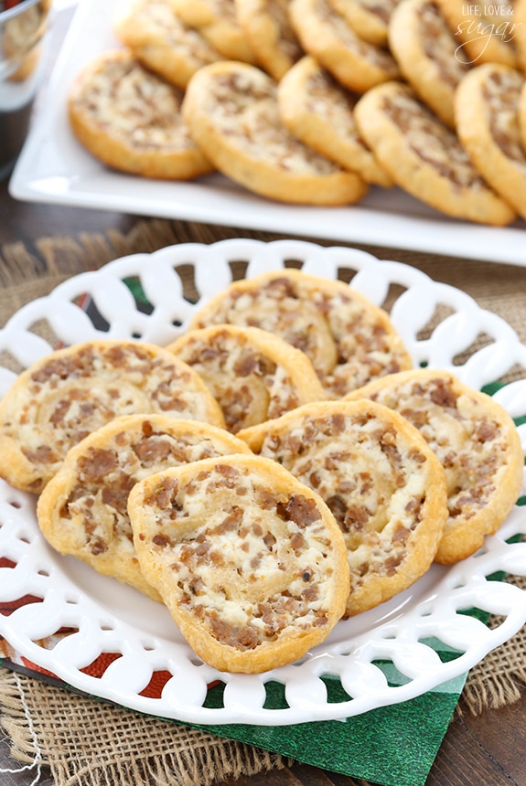 Sausage pinwheels on a plate