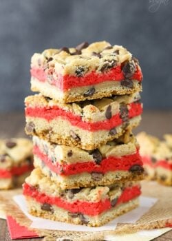 Red Velvet Cheesecake Chocolate Chip Cookie Bars recipe