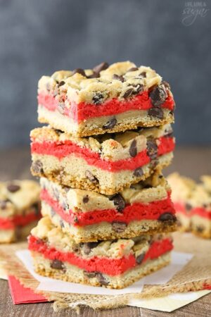 Red Velvet Cheesecake Chocolate Chip Cookie Bars recipe