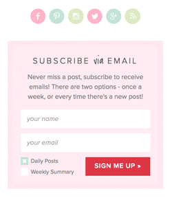 The New Subscribe via Email Section on Life, Love and Sugar