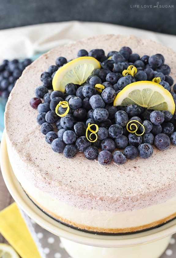 Lemon Blueberry Mousse Cake overhead view