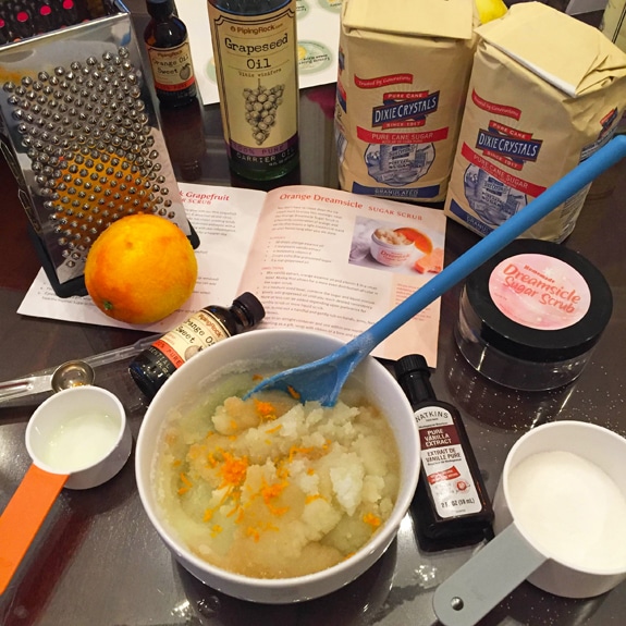 Ingredients for an orange sugar scrub