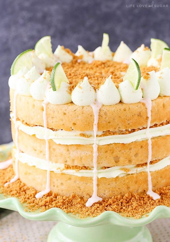 Key Lime Pie Layer Cake on green stand