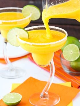 image of Mango Margaritas being poured into a glass