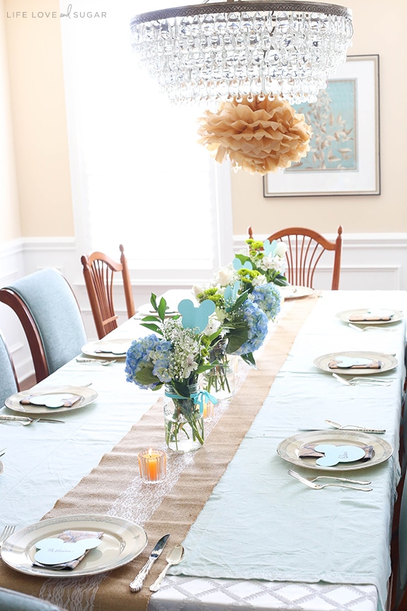 Mickey Mouse Bridal Shower The Light Blue and Cream Tablescape for My Cousin's Mickey Bridal Party
