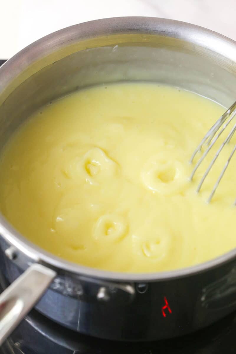 Whisking custard on the stovetop