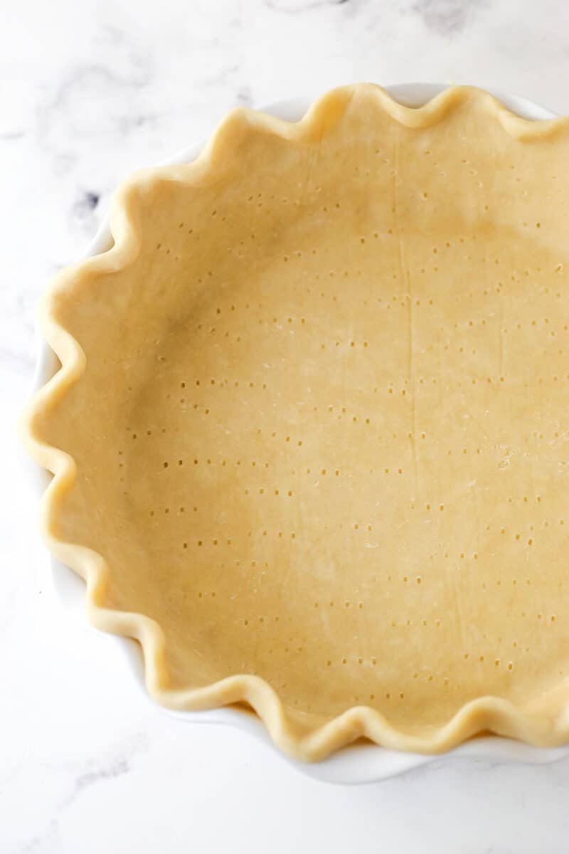 Homemade pie crust in a pie pan