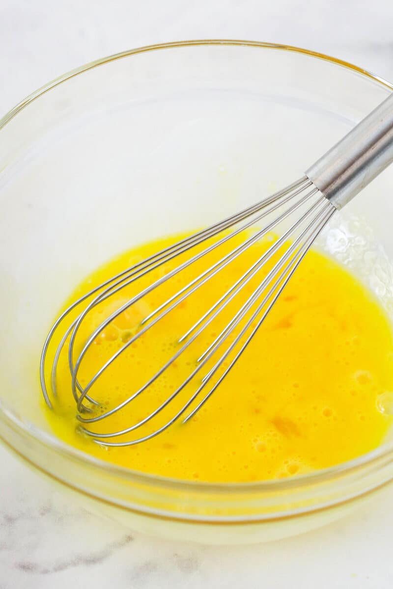 Whisking eggs in a bowl