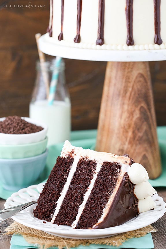 Baileys Chocolate Cake - layers of chocolate cake flavored with Baileys Irish Cream and Baileys frosting! So good!