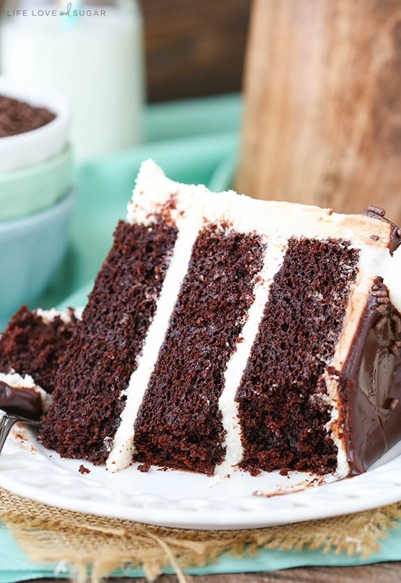 Baileys Chocolate Cake - layers of chocolate cake flavored with Baileys Irish Cream and Baileys frosting! So good!