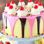 full image of Banana Split Layer Cake on cake stand