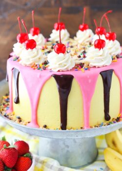 full image of Banana Split Layer Cake on cake stand