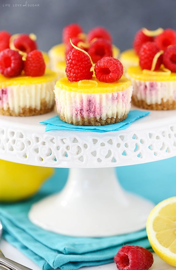 Lemon Raspberry Mini Cheesecakes - Easy to make and a delicious dessert recipe!