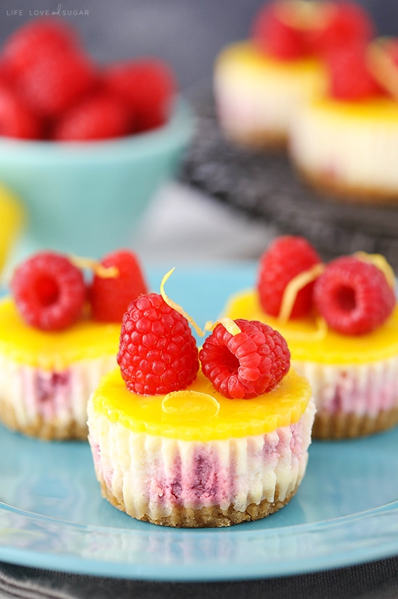 Lemon Raspberry Mini Cheesecakes - Easy to make and a delicious dessert recipe!