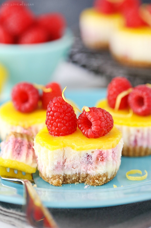 Lemon Raspberry Mini Cheesecakes - Easy to make and a delicious dessert recipe!