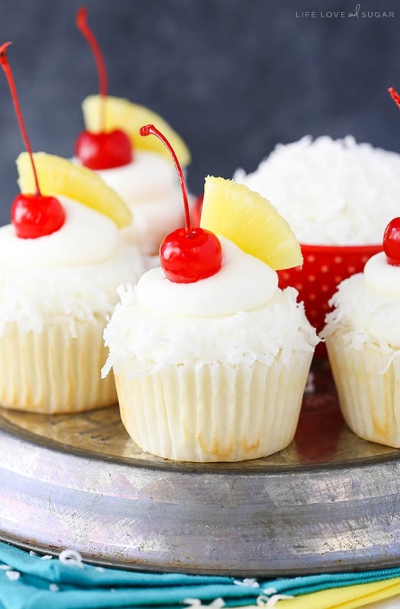 Pina Colada Cupcakes - Life Love and Sugar