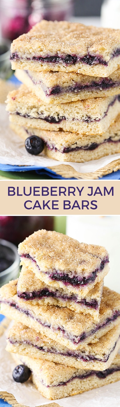 Blueberry Jam Cake Bars - these are amazing! Soft and moist and just like eating cake but in denser bar form! So easy to make!