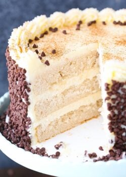 Picture of Cannoli Layer Cake with slice removed