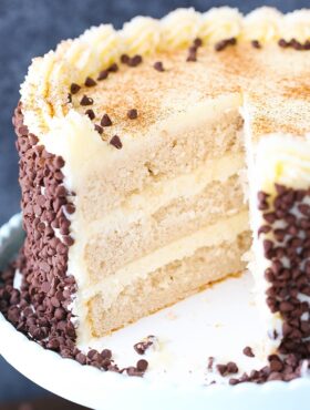 Picture of Cannoli Layer Cake with slice removed