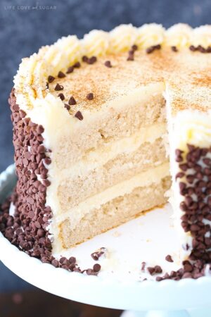 Picture of Cannoli Layer Cake with slice removed