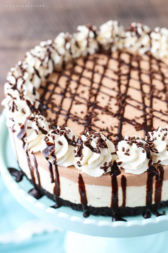 Overhead view of Frozen Irish Cream Mousse Cake