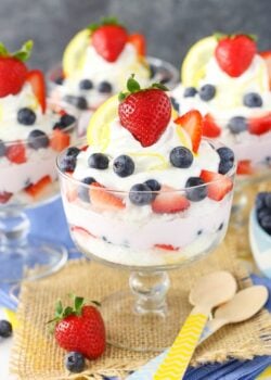 Lemon Berry Yogurt Trifles in dessert glasses