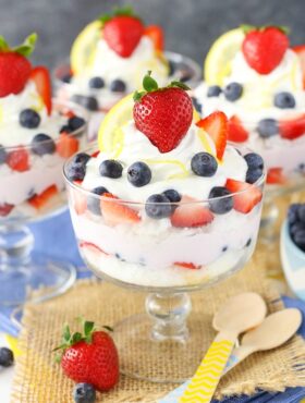 Lemon Berry Yogurt Trifles in dessert glasses