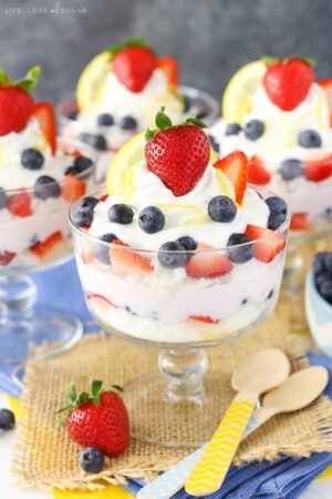 Lemon Berry Yogurt Trifles in dessert glasses