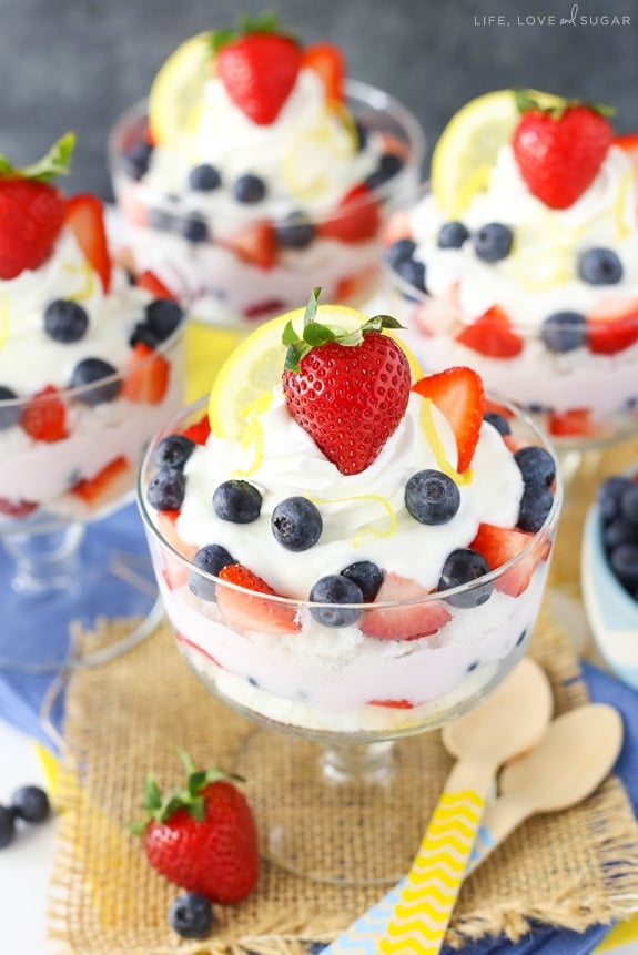 Overhead view of Lemon Berry Yogurt Trifles