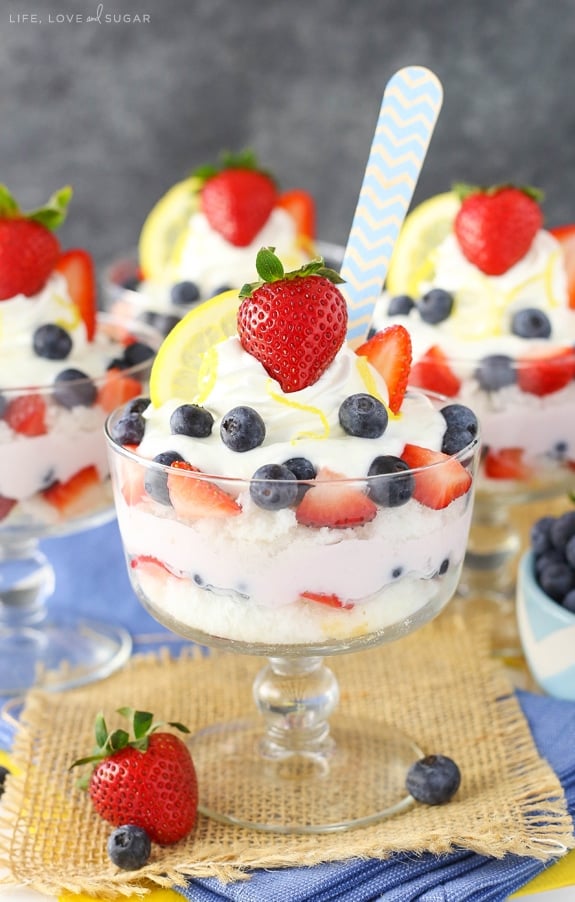 Lemon Berry Yogurt Trifles in dessert glasses