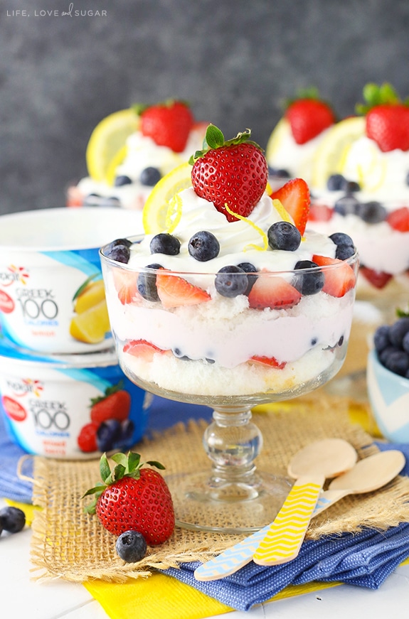 Lemon Berry Yogurt Trifles in dessert glasses