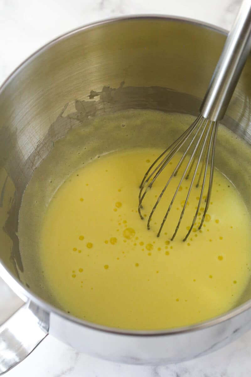 Egg yolks in a double boiler