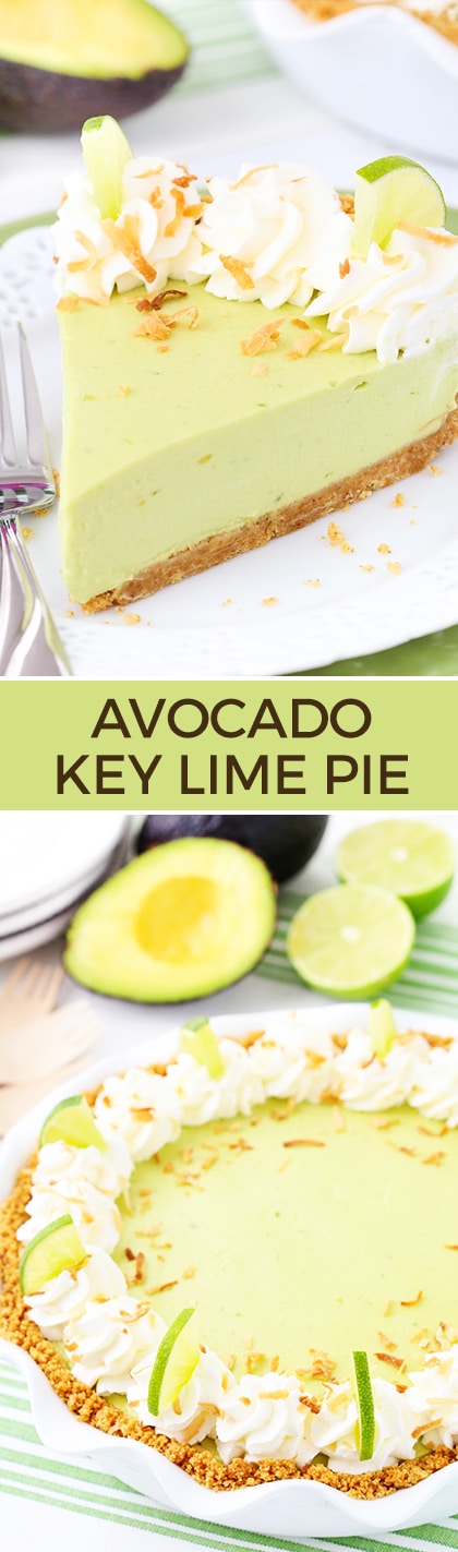 Avocado Key Lime Pie - the smoothest and creamiest key lime pie! SO good and easy to make - no bake!