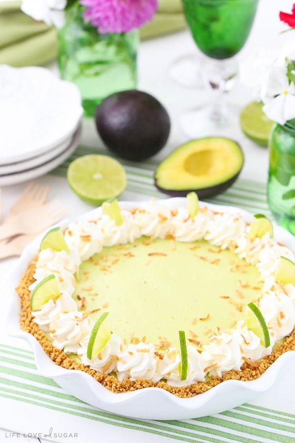 Overhead view of Avocado Key Lime Pie 