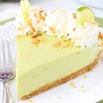 Avocado Key Lime Pie slice on a plate