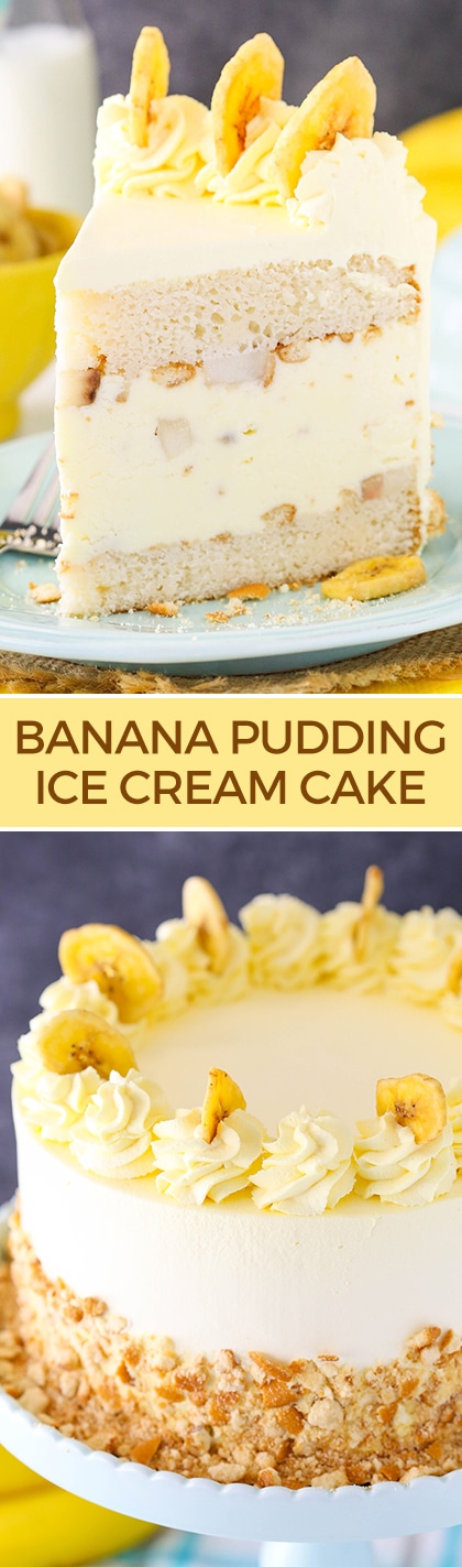 Banana Pudding Ice Cream Cake Pinterest image.