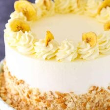 Banana ice cream cake decorated with banana slices.